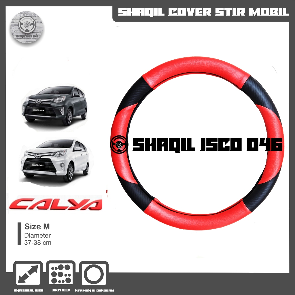 Sarung Stir Mobil Motif Carbon Toyota Calya, Cover Stir Mobil Calya, Sarung Stir Minibus