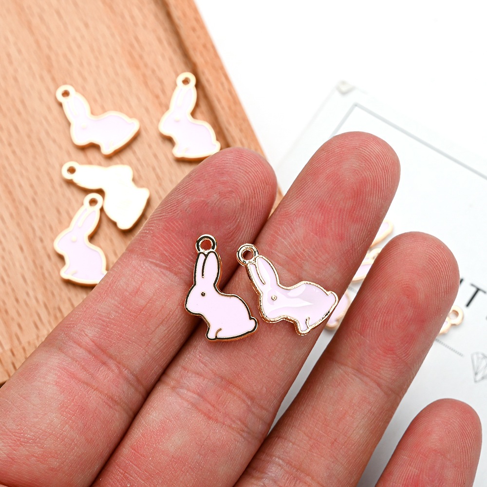 2PCs CHARM LIONTIN ENAMEL KELINCI PUTIH | MIN BELANJA 10 RIBU