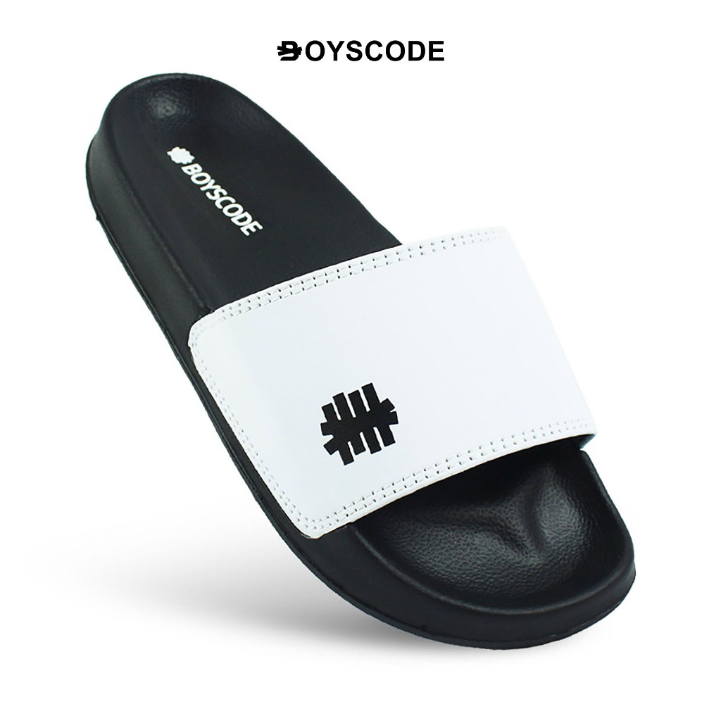 Sendal Slide Distro Pria Wanita Kekinian Boyscode Original Small Petir Hitam Putih / Sendal Selop Pr