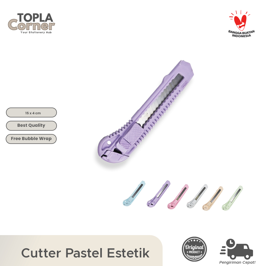

TOPLA Cutter Pastel Warna Soft – Alat Potong Serbaguna untuk Sekolah & Kantor