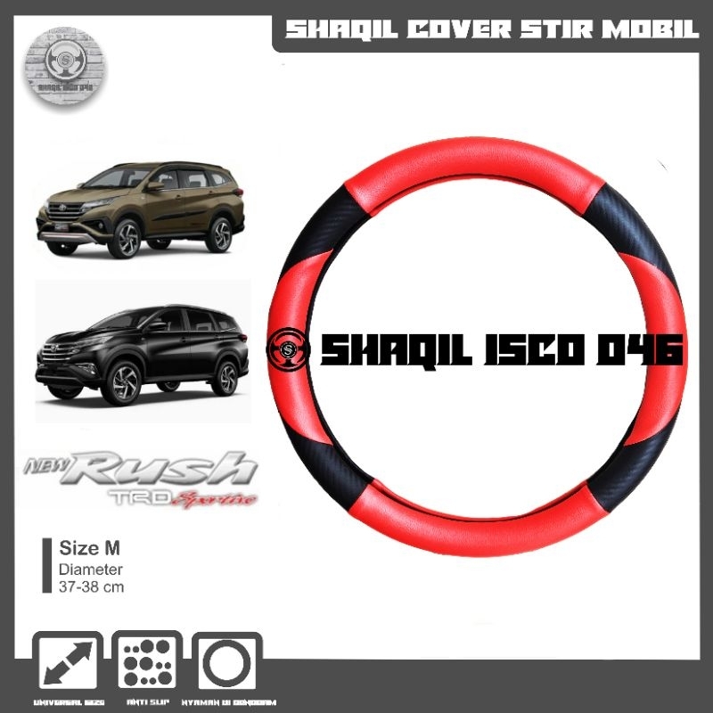 Sarung Stir Mobil Motif Carbon Toyota Rush, Cover Stir Mobil Rush, Sarung Stir Minibus