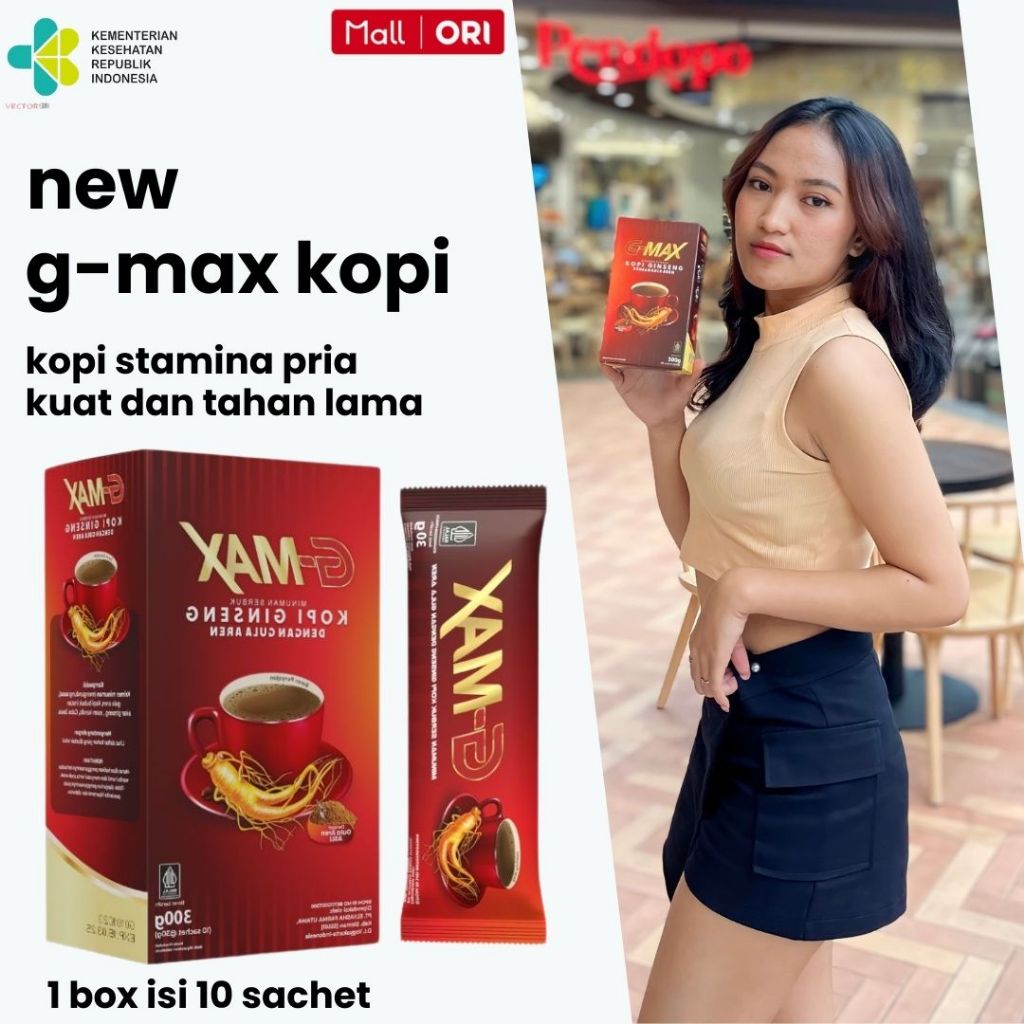 

G-MAX Minuman Serbuk Kopi dengan Gula Aren dan extra gingseng Halal & BPOM Aman Ampuh