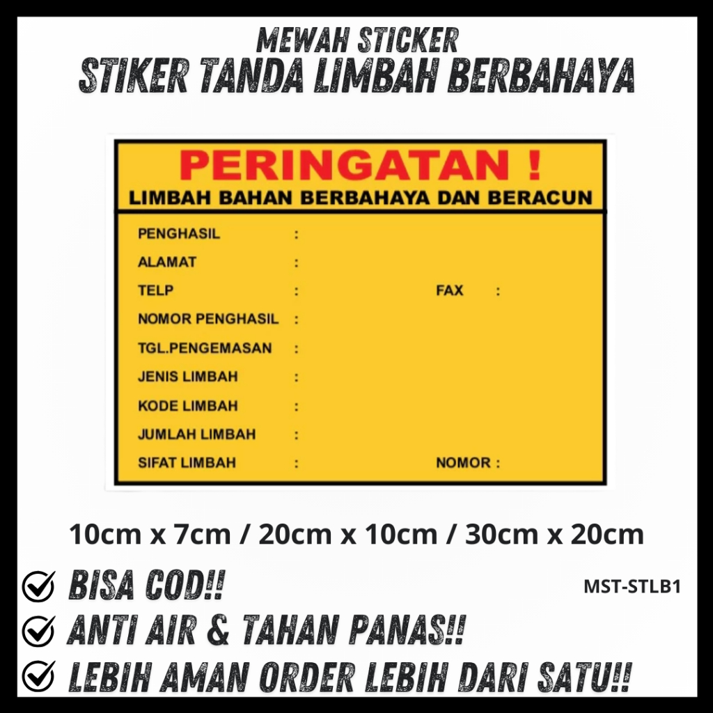 

Stiker Label Tanda Simbol Keterangan Limbah B3