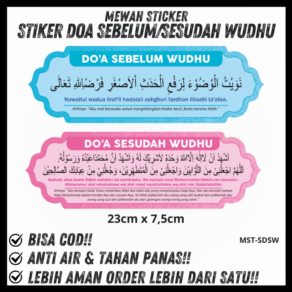 

STIKER DOA NIAT SEBELUM DAN SESUDAH WUDHU STICKER TEMPAT WUDHU MASJID MUSHOLA