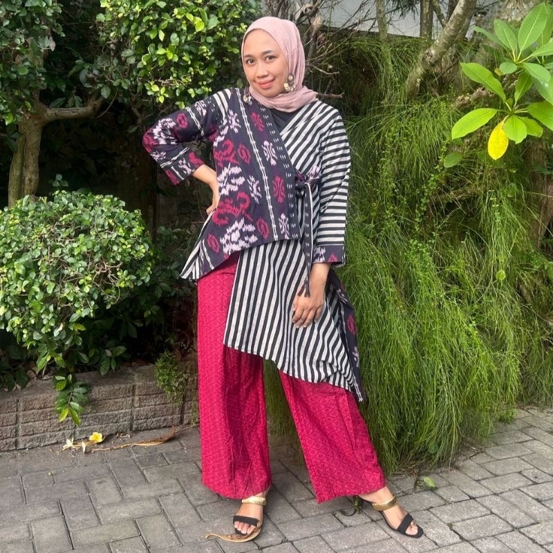 Oneset Setelan Tenun Bawahan Kulot Juragan Kain