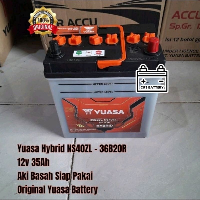 Aki Mobil Honda BRV New, City, Jazz Accu Yuasa Hybrid NS40ZL 35Ah