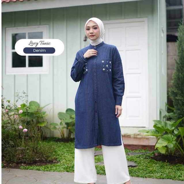 [COD] GAMALEEA - LOVY TUNIC | Tunik Jeans Denim Lembut Payet Mewah Feminim