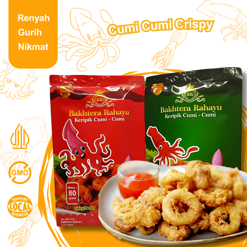 

Keripik Cumi Cumi Crispy Gurih Renyah Seafood Snack Renyah Bakhtera Rahayu