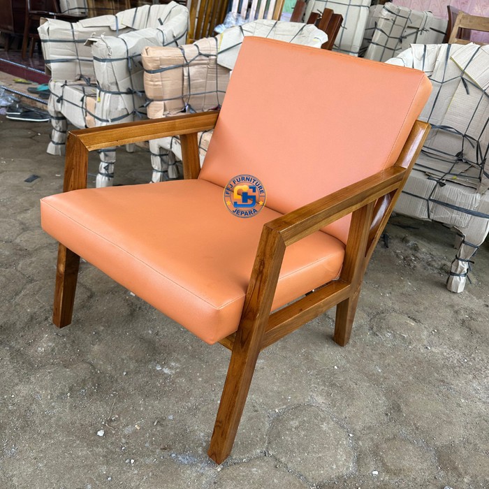 kursi santai kursi cave kayu jati busa tebal