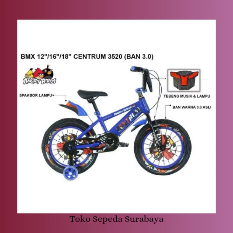 SEPEDA ANAK BMX CENTRUM 3520-3 ANGRY BIRD EDITION UKURAN 12 16 18,SEPEDA READY SEMUA WARNA BARU