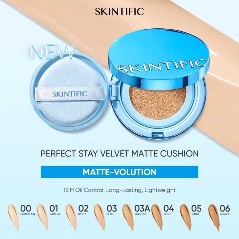 [100% ORI] Skintific Perfect Stay Velvet Matte Cushion (BIRU)