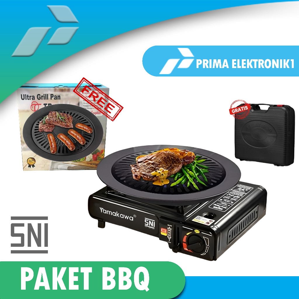 [Baru] Paket Barbeque/Bbq Set Kompor Portable + Bbq Grill Plate / Alat Bbq Grill Dan Kompor Gas