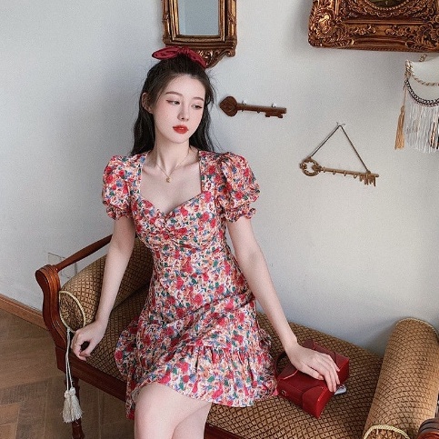 Oke Pr Multicolour A Line Mini Dress  Dress Casual Kasual  Dress Impor  Daisy Dress Bunga  Korean Dr