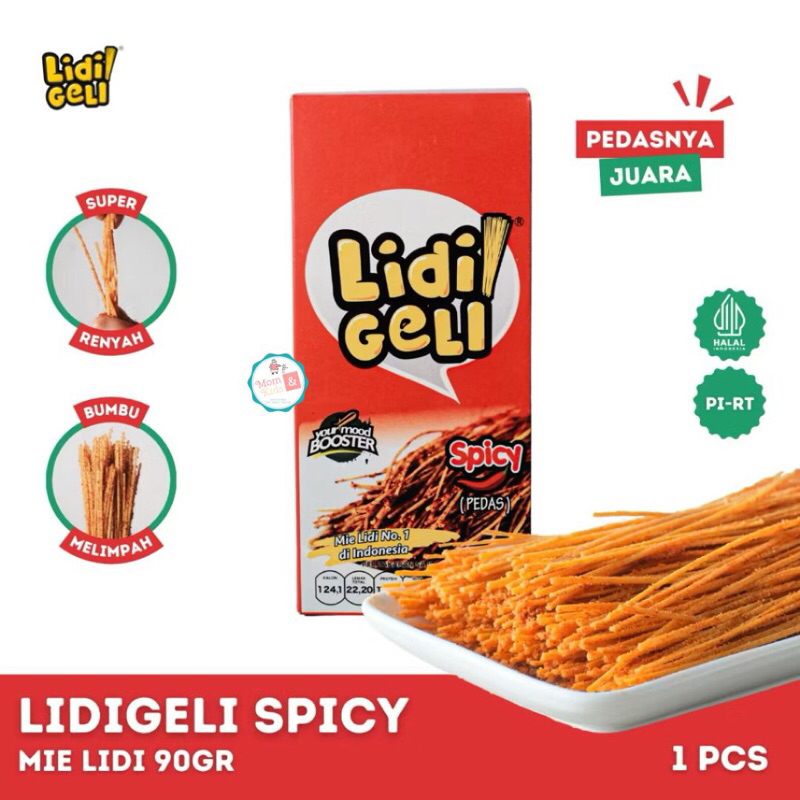 

LIDI GELI 90 GR | LIDIGELI MIE LIDI SPICY SUPER RENYAH | SNACK CEMILAN ANAK DEWASA