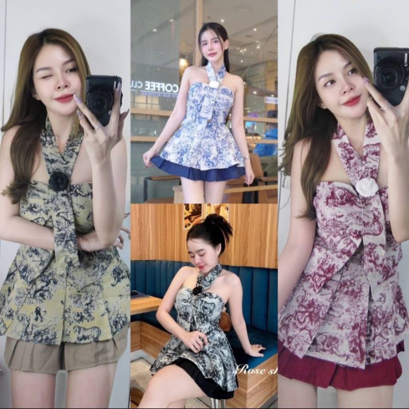 Bangkokstyl - Setelan Rok Pendek Wanita Bangkok - Alexa Set
