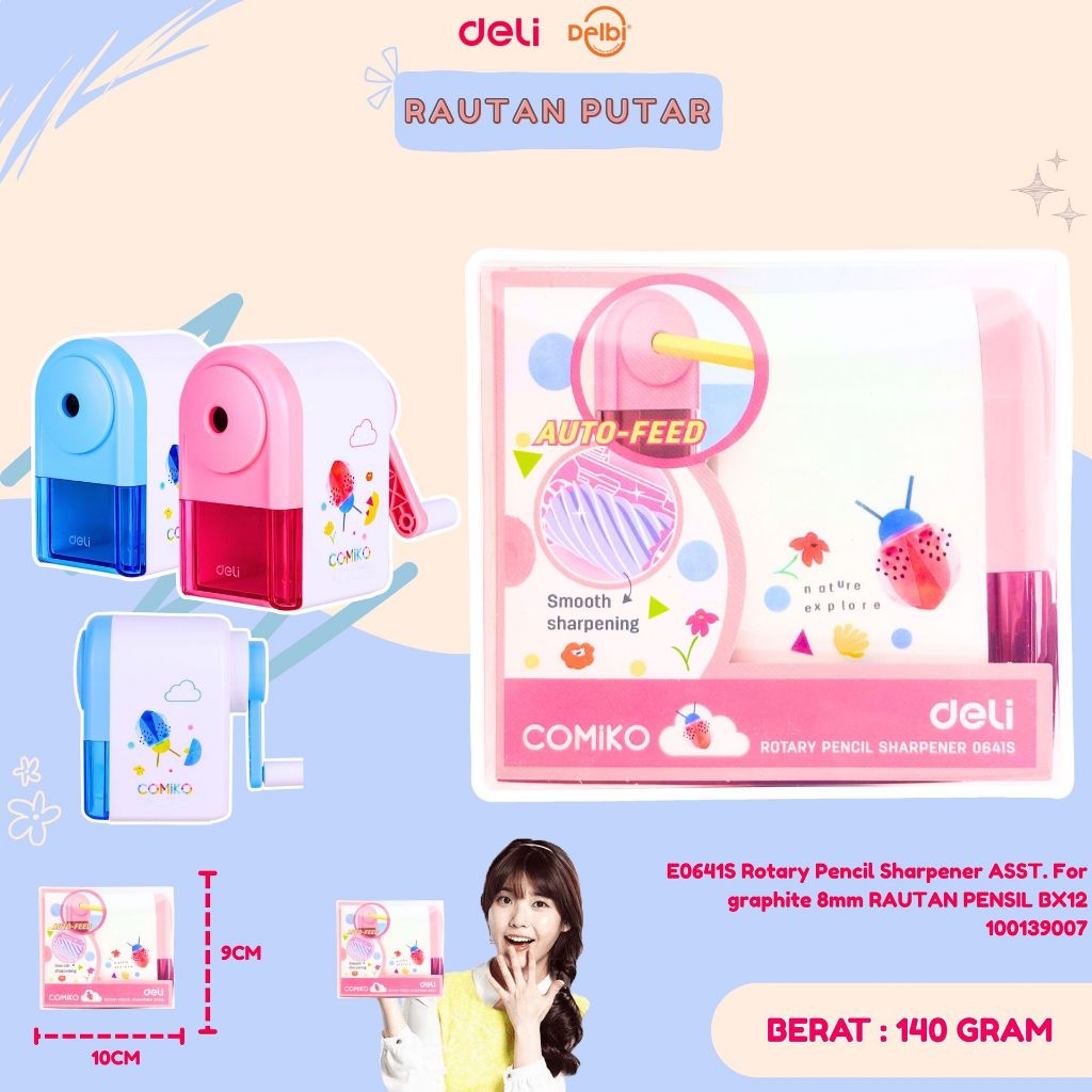 

E0641S Rotary Pencil Sharpener ASST. For graphite 8mm RAUTAN PENSIL