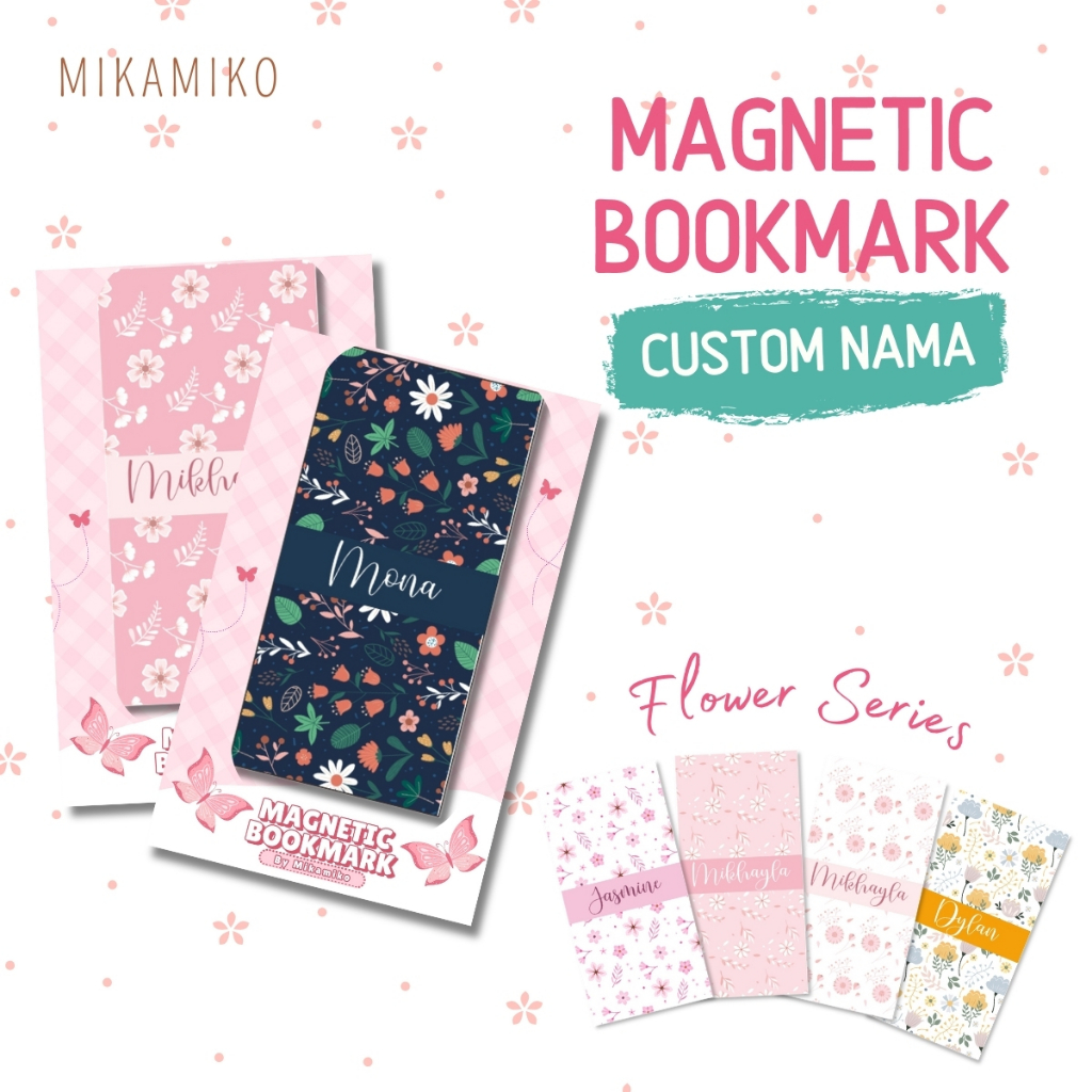 

Magnetic Bookmark Custom Nama Flower Series Pembatas Buku Magnet Novel Jurnal