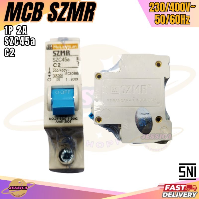 MCB SZMR 2A/2 Ampere Listrik PLN/Ampere Pemutus Arus Listrik/MCB SZMR 2 Ampere/Pemutus Arus Listrik