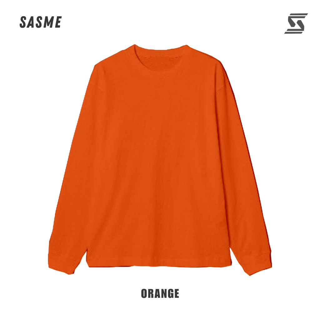 SASME Kaos Polos Orange | Kaos Polos Lengan Panjang Rib Cotton Combed 24s