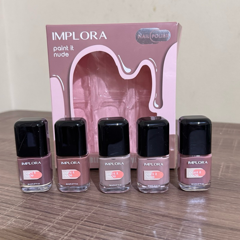 1 SET 5in1 Implora Paint Nail Polish Paint It Nude Kutek Cat Kuku Murah Bagus Warna Kalem Earth Tone