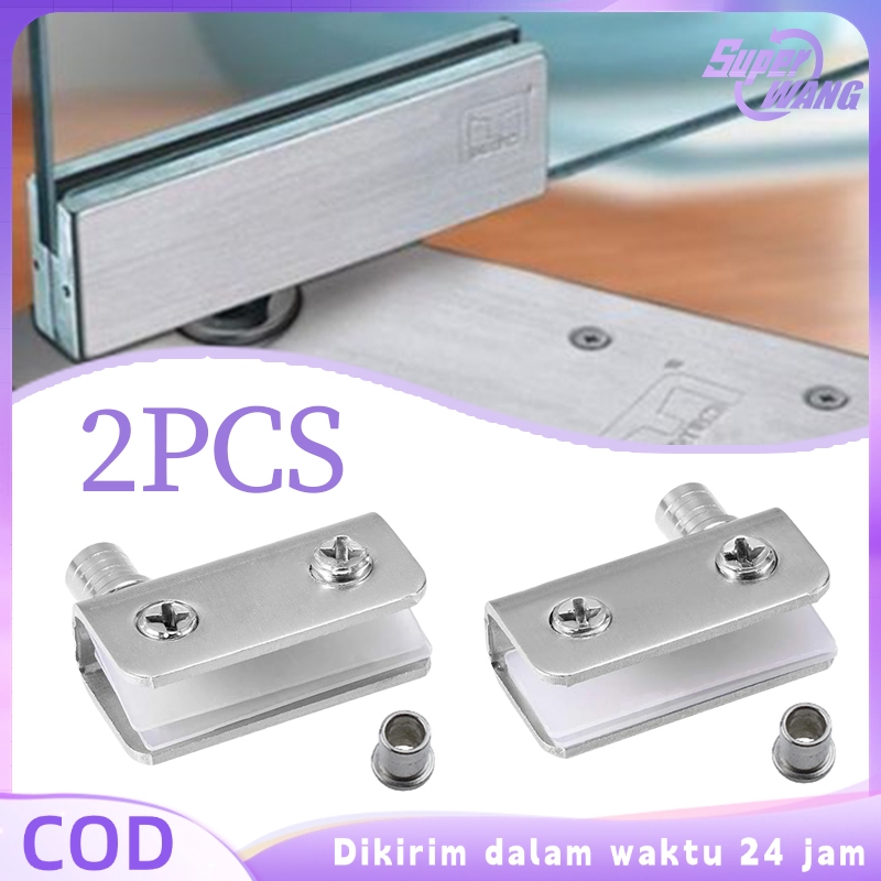 2pcs Engsel Pivot Kaca Jepit Stainless Engsel Kaca Jepit 5-10mm Engsel Pintu Kaca Lemari Pivot Hinge