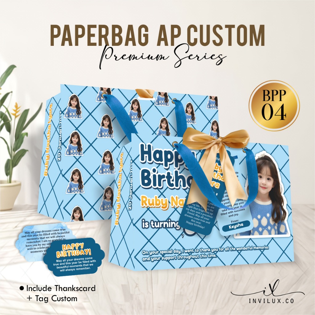 

CETAK PAPER BAG CUSTOM WAJAH UNIK - PAPERBAG BIRTHDAY PREMIUM PAPER (BPP) - PAPER BAG KADO MUAT BOX SEPATU
