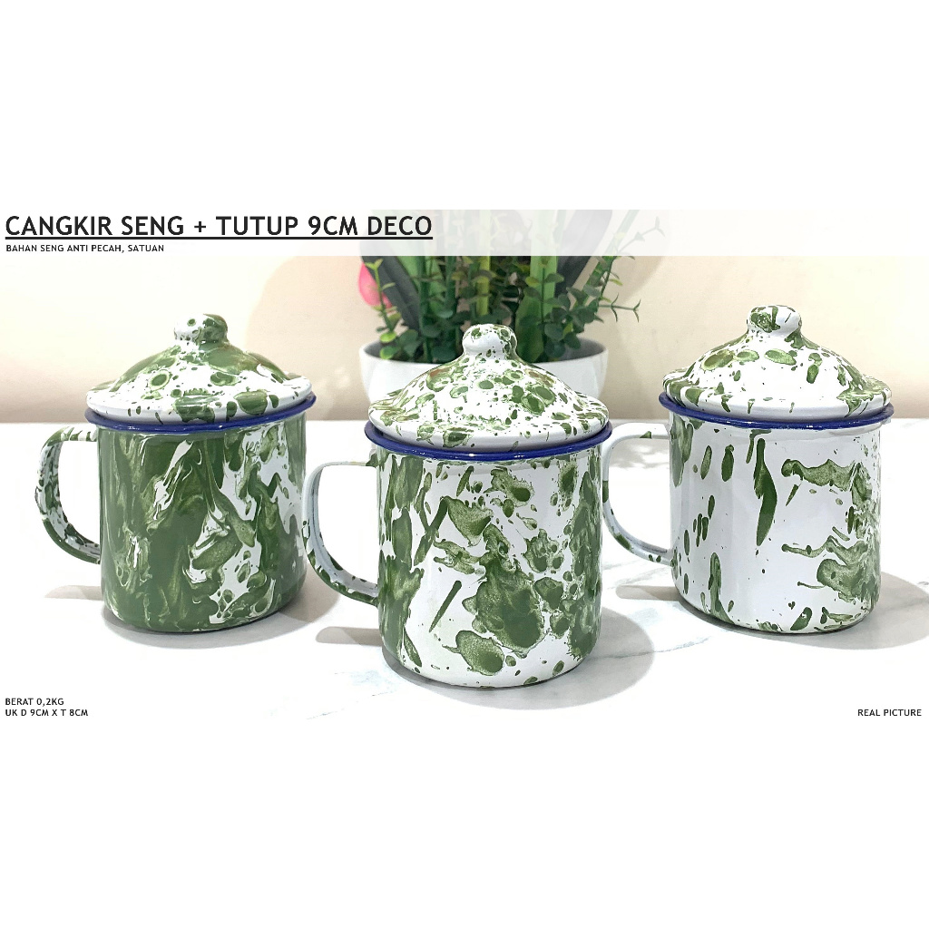 CANGKIR SENG + TUTUP 9CM DECO / MUG DECO