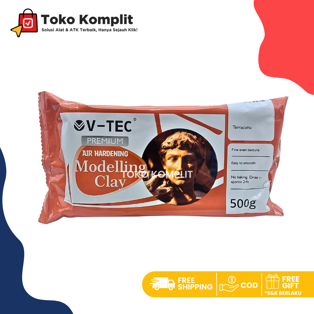 

Komplit - Modelling clay 500gr vtec Terracota MC-2500TR /V-TEC Premium Modelling Clay 500gr / Air Dry Pottery / Sculpting / Tanah Liat MC 2500