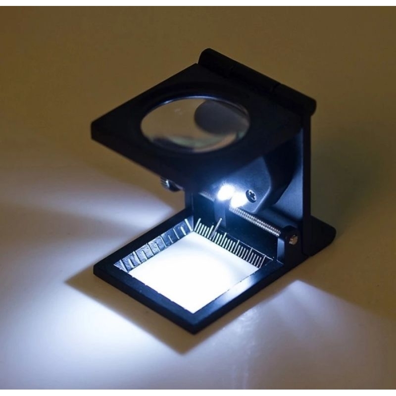 

Kaca Pembesar Loop 10x Lipat Logam 2 LED