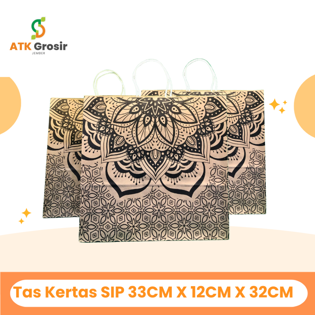 

Paper Bag Uk. 33x12x33 cm Motif Bunga Zen Hitam Tas Kertas ( 1 Pak isi 20 Pcs) (S:PAK)