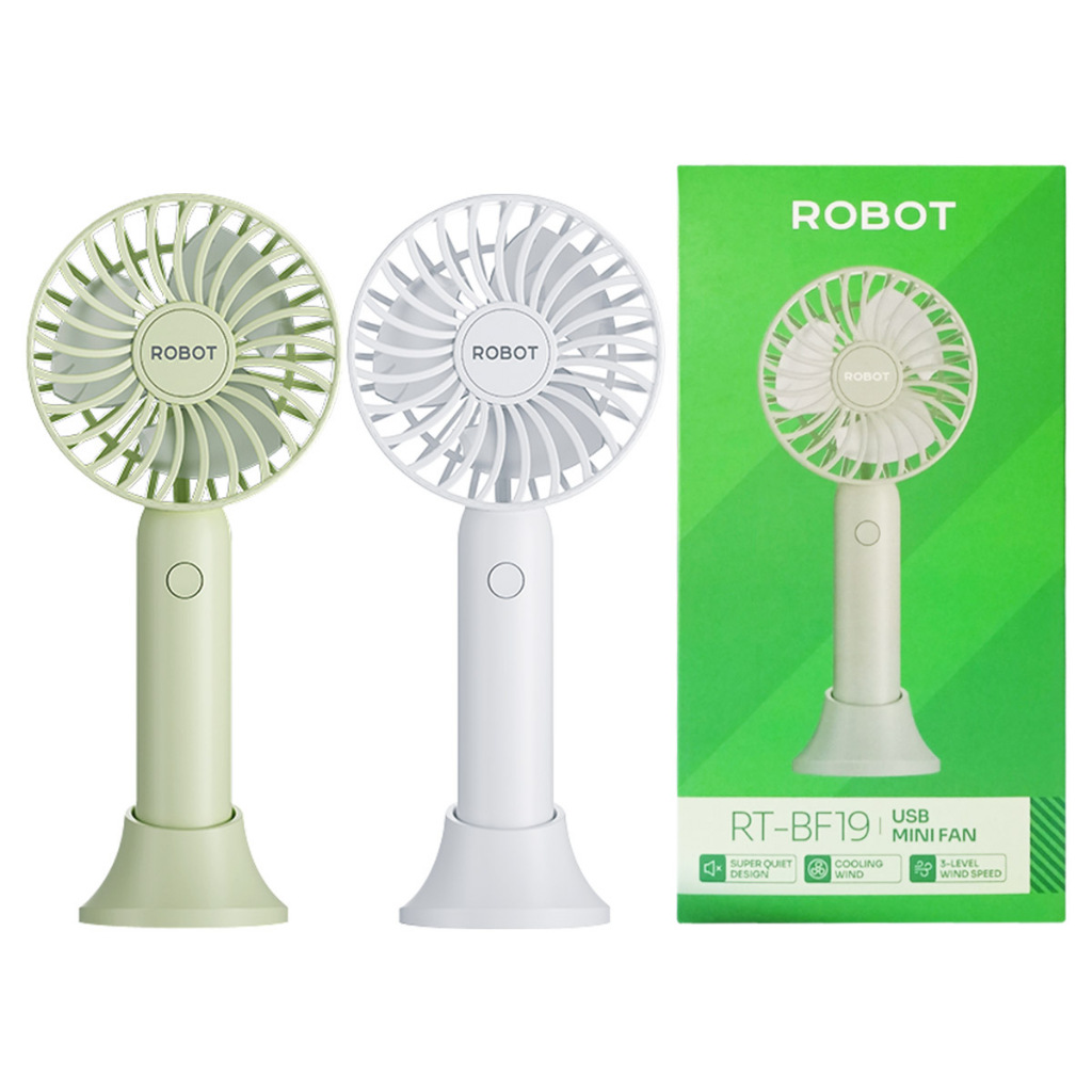 USB Mini Fan ROBOT RT-BF19 Kipas Angin Genggam Portable 3 Mode Speed 1200mAh