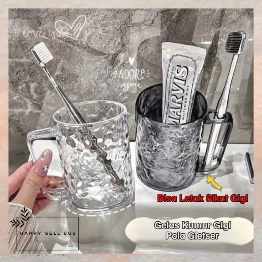 HPSEL Gelas Kumur Dengan Holder Sikat Gigi Cangkir Kumur Bahan Akrilik Tempat Sikat Gigi