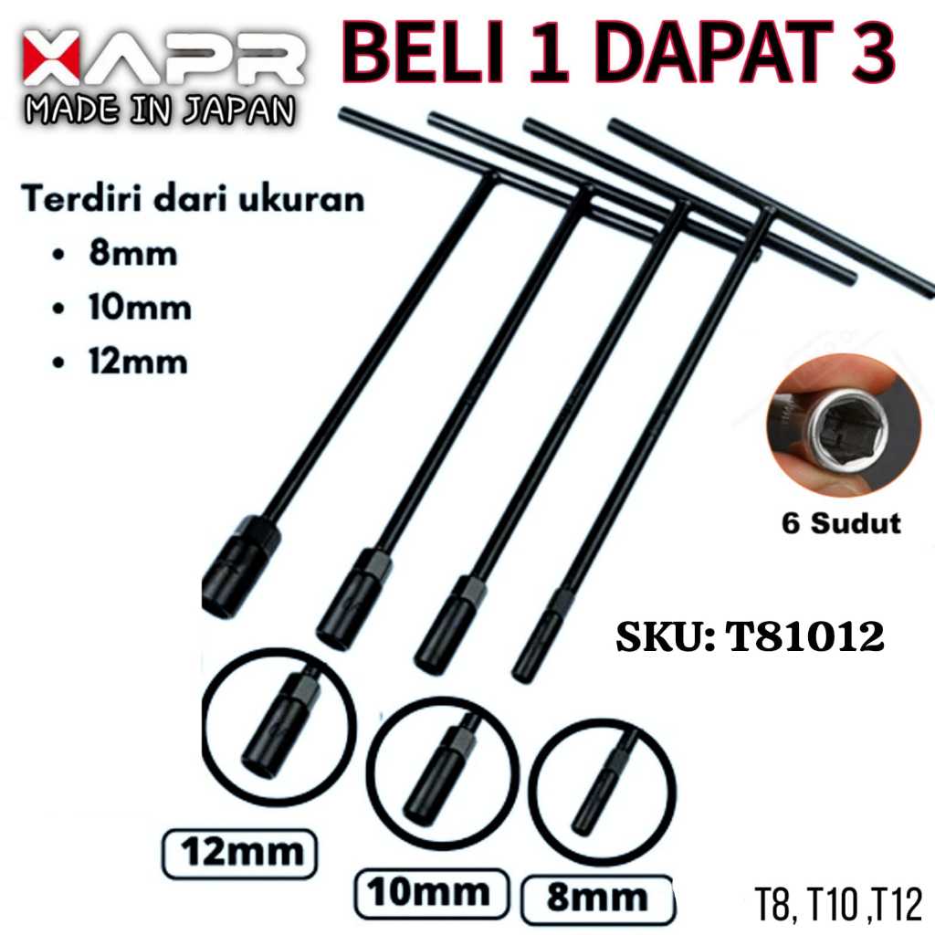 KUNCI T SOCK 8 10 12 BELI SATU DAPAT 3 APR JAPAN KUAT MANTAP / KUNCI T APR JAPAN SATU SET ORIGINAL