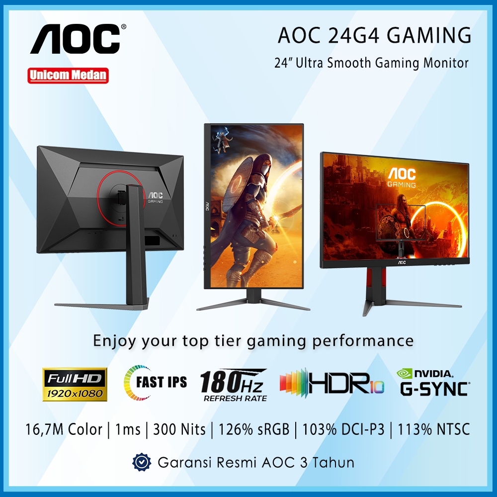 Monitor LED AOC 24G4 24inch/ FHD/ FAST IPS/ 180Hz/ 1ms