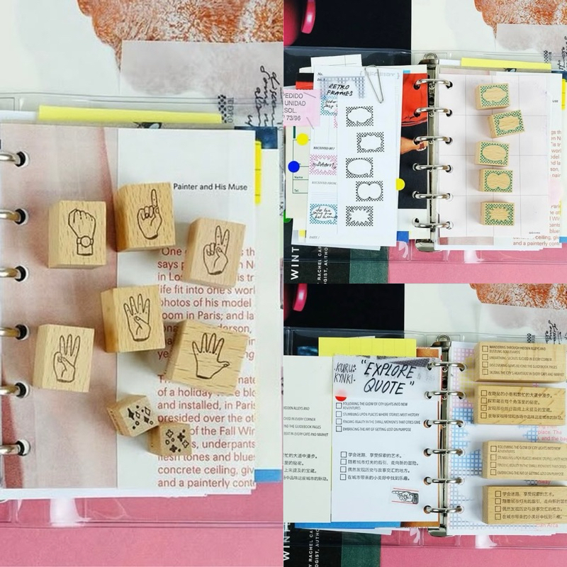 

Kurukynki Rubber Stamp - retro frame . explore quote . hands