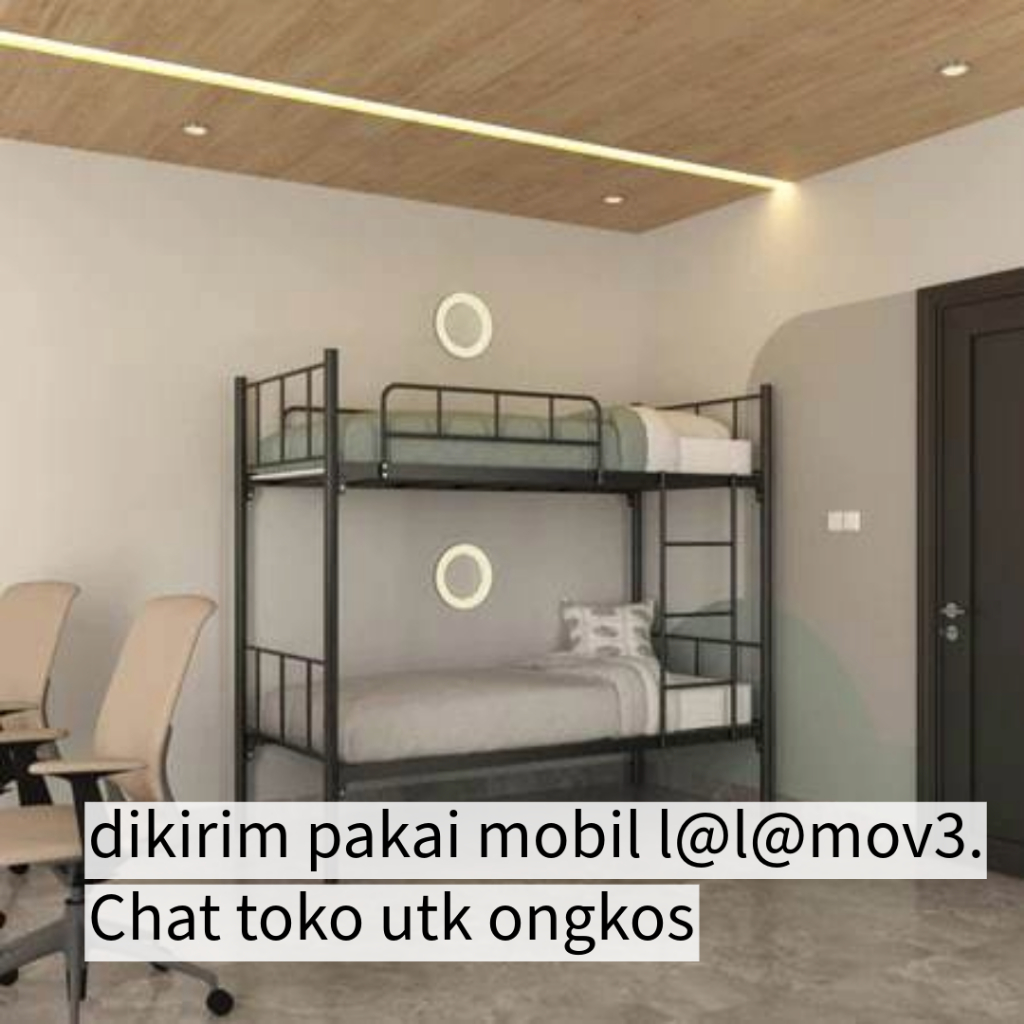 Ranjang Tingkat Besi 2in1|Ranjang Susun Minimalis|Kasur Tingkat 90/90 - Ranjang 2in1, Hanya Ranjang