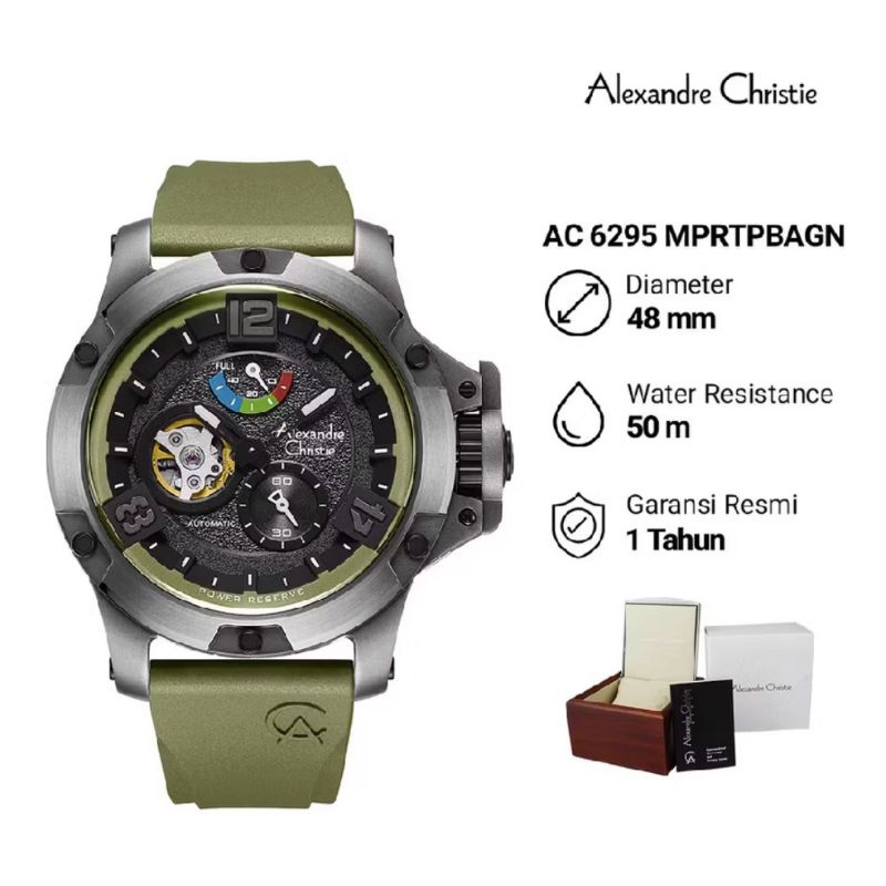 Jam Tangan Pria Alexander Christie AC 6295 MPRTPBAGN Automatic Rubber Strap Original
