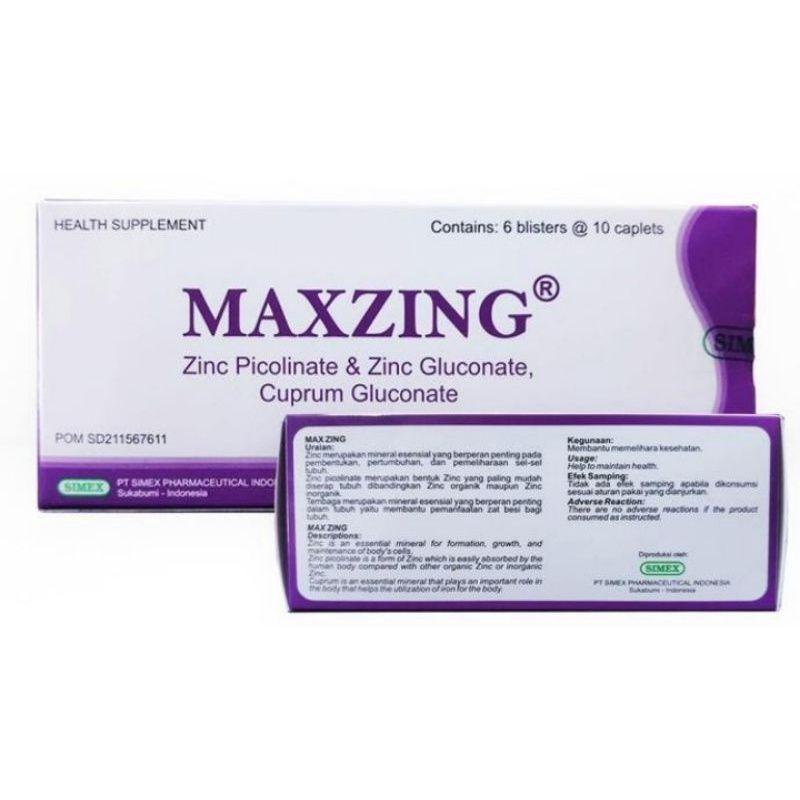 Maxzing 10 Kaplet suplemen Zinc Picolinate untuk jerawat dan kulit berminyak acne prone skin Vitamin