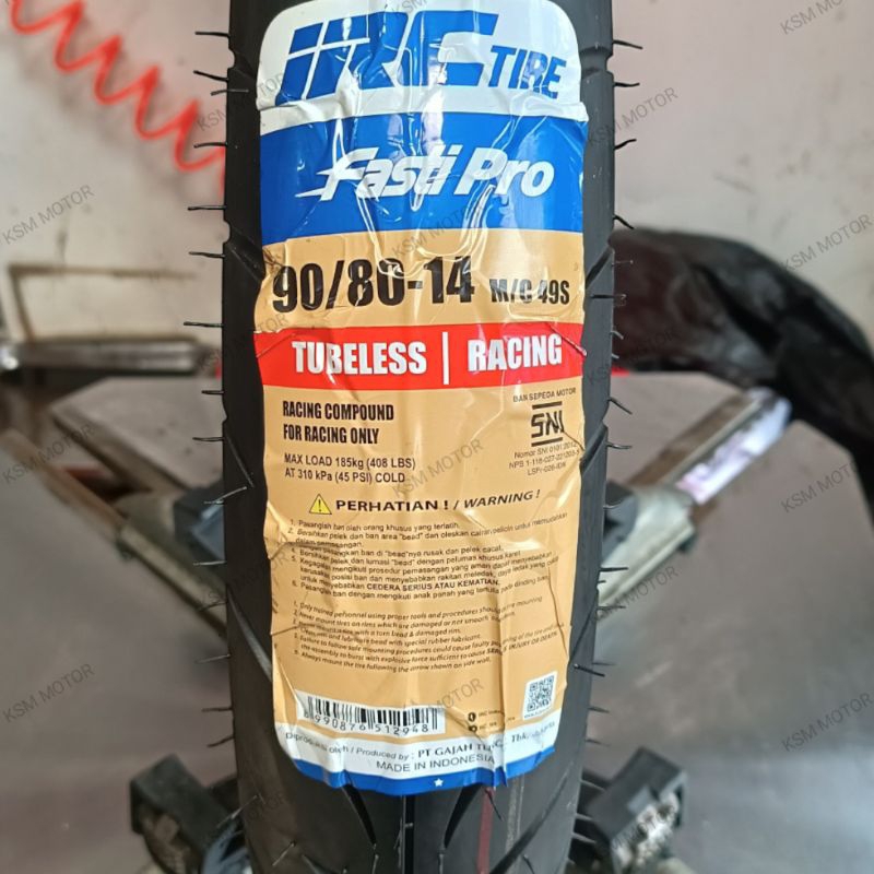 BAN LUAR IRC FASTI PRO 90/80 SOFT COMPOUND TUBELESS RING 14 MOTOR SCOOTER MATIK BALAP ROAD RACE