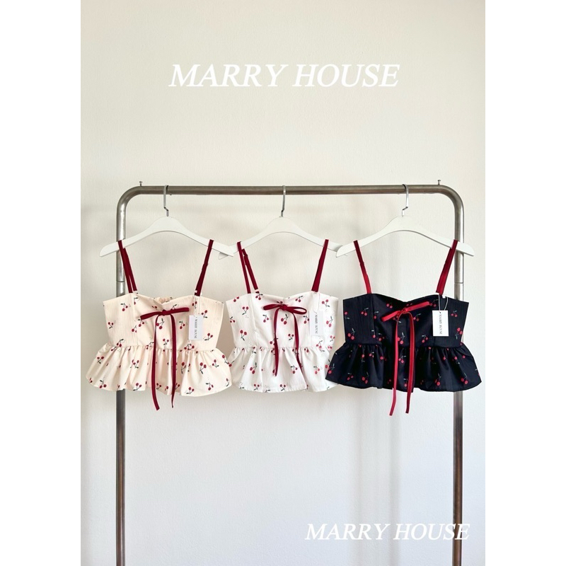 READY STOCK CROP CHERRY SQUARE TANK