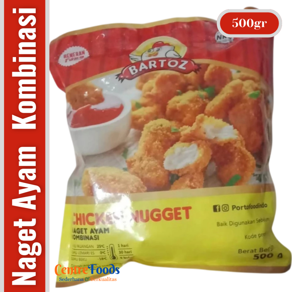 

Naget Ayam Kombinasi - Chicken Nugget BARTOZ | 500gr [ Harga Per BKS ]