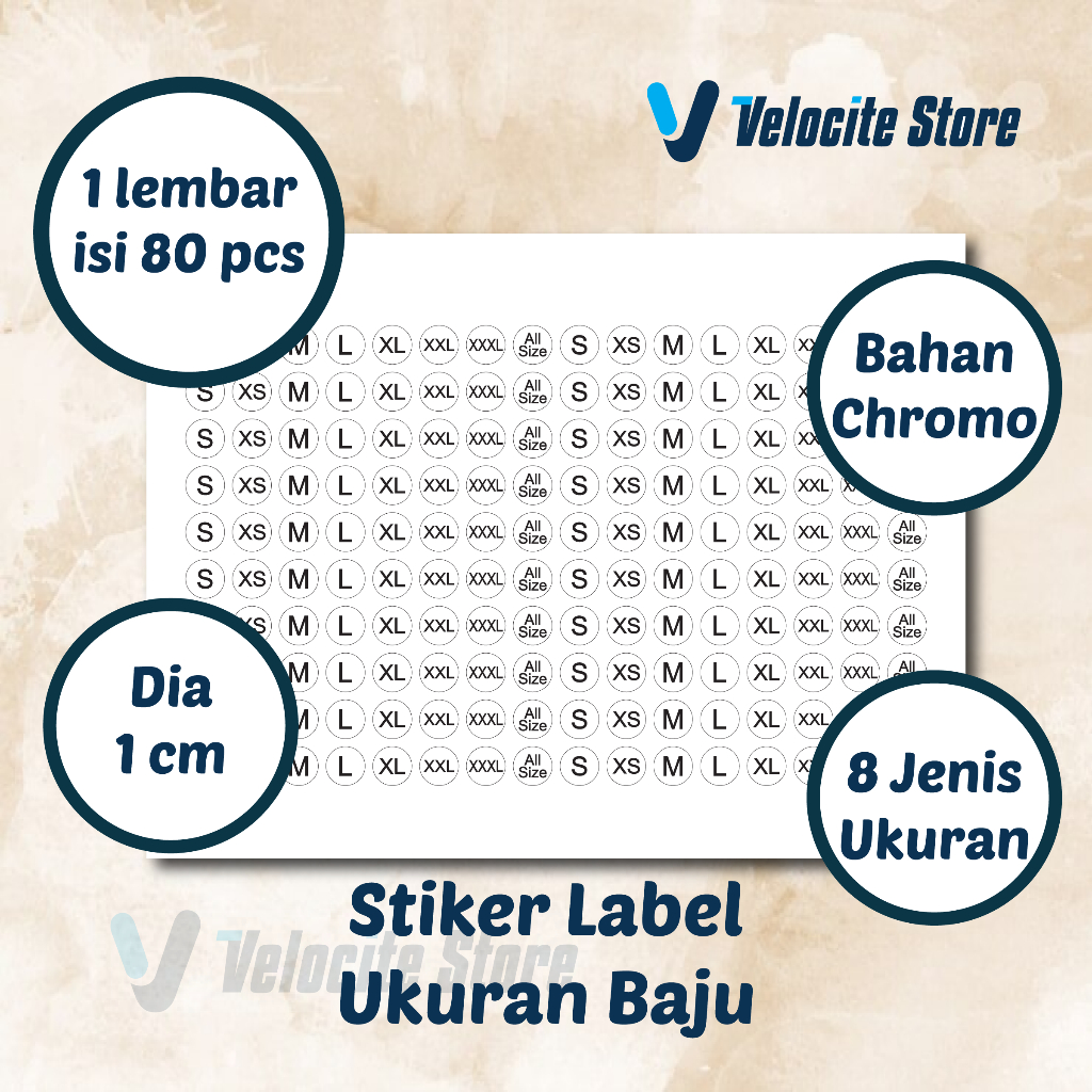 

Tempelan Stiker Ukuran Baju Size Sticker pakaian Label (per lembar) XS S M L XL XXL XXXL ALLSIZE