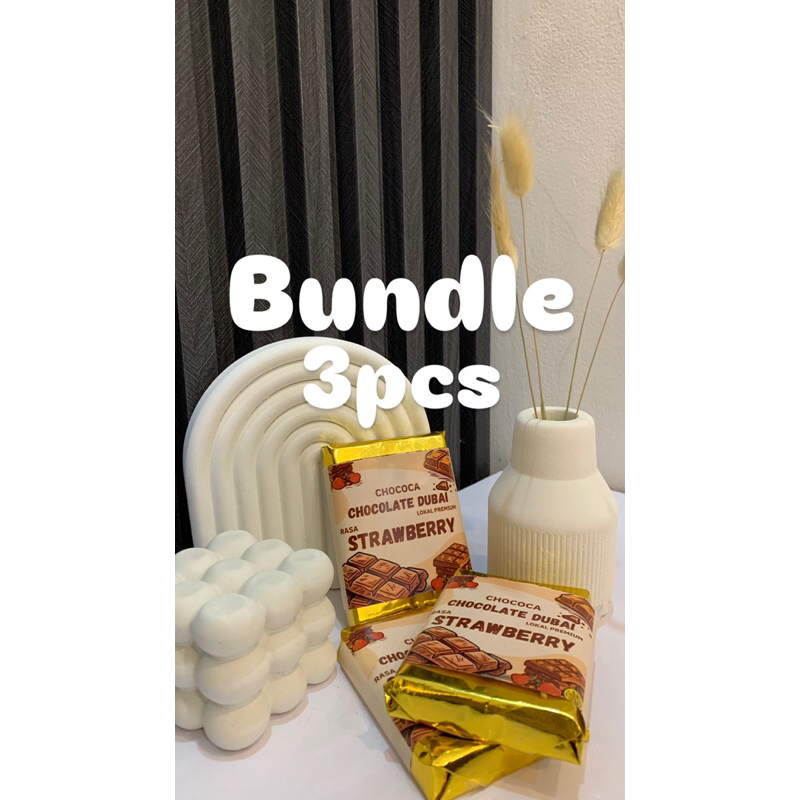 

Bundle 3pcs Coklat Dubai rasa strawberry terbaru lokal premium 80gram coklat viral cemilan manis COD