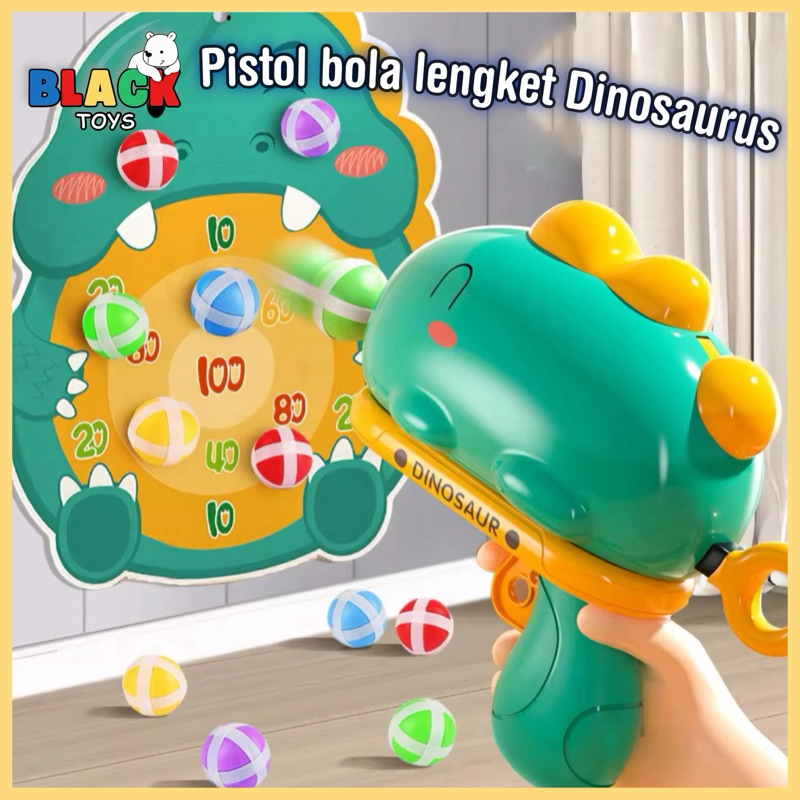 BlackToys - Dinosaur Catapult Gun Game | Mainan Anak Tembakan Bola Target Dinosaurus | Papan Target