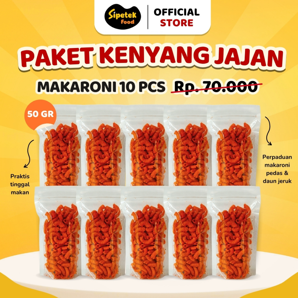

[BARU] Bundling Makaroni Pedas Daun Jeruk Pouch 50gr Isi 10pcs Hemat Jajan