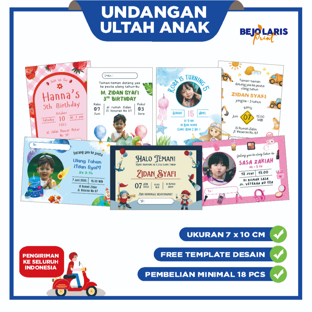 Undangan Ulang Tahun Kartu Undangan Ulang Tahun Anak Undangan Ultah Anak Undangan Ultah Anak Custom