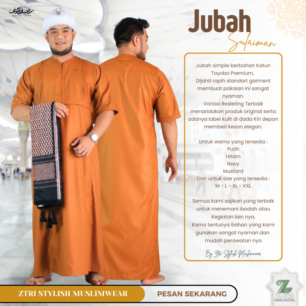ZTRI - Jubah Pria Motif Elegan Adem Busana Muslim Laki Laki Gamis Pria Remaja Dewasa Lengan Pendek