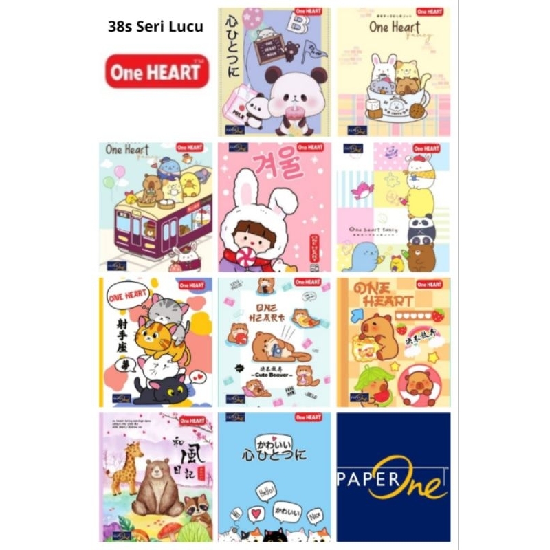 

BUKU TULIS 38 LEMBAR ONE HEART BY GELATIK KEMBAR & PAPERONE / 1PACK 10BUKU