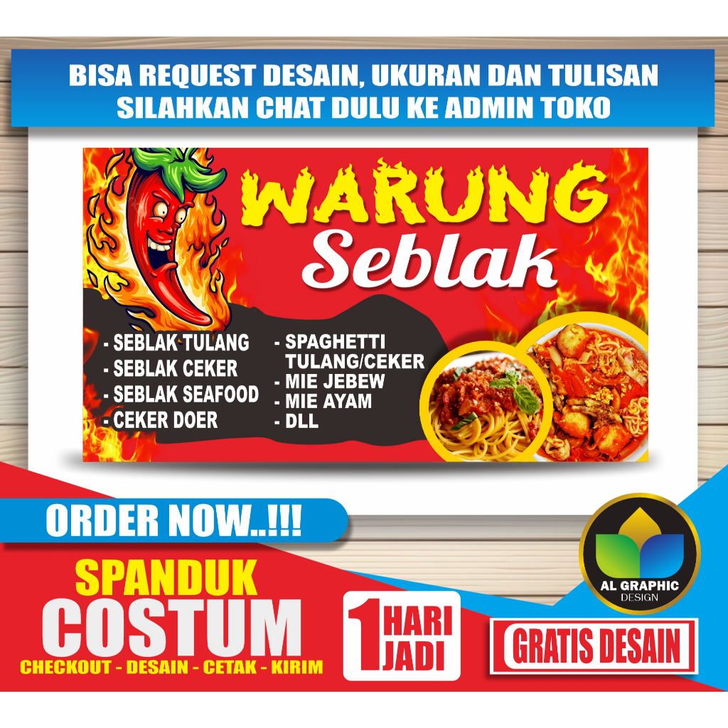 Spanduk Warung Seblak Bisa Custom COD