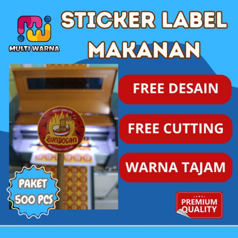 

500 pcs Stiker label usaha/ Stiker Kemasan/Stiker produk/ Stiker Makanan